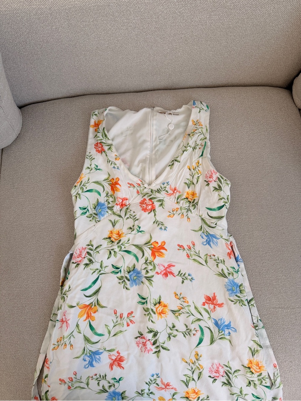 White midi dress with floral pattern